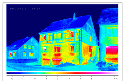 Thermografische Abbildung eines Einfamilienhauses